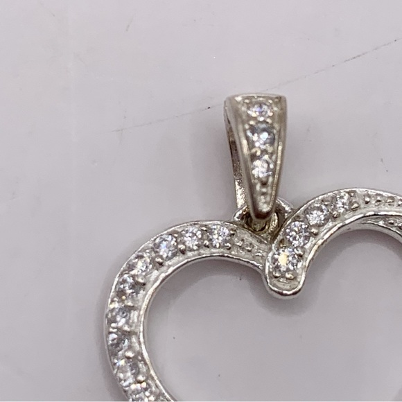 Sterling silver and cubic zirconia open heart pendant - Picture 3 of 7